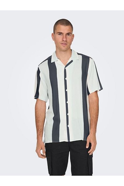 Only & Sons Ανδρικό πουκάμισο Navy Blue πουκάμισο Wayne Life Reg Stripe Viscose 22026100 -04