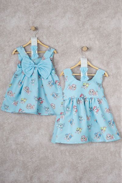 BUUFUU Baby Girl Cartoon Heroes Printed Dress with Bow and Bandana 6-24 Months