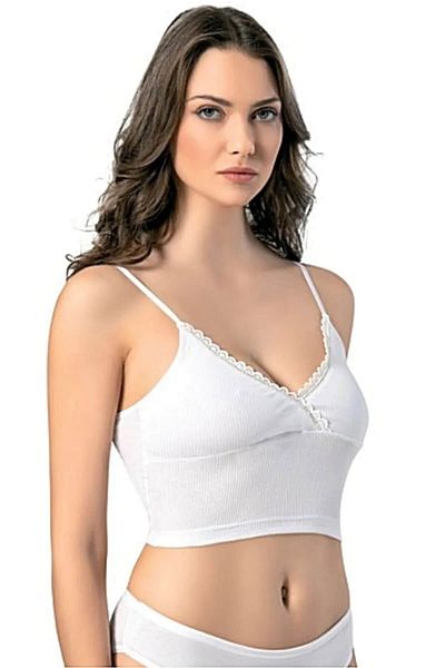 Hepsine Rakip Γυναικεία Crop Camisole με λαιμόκοψη V - Σχοινί λουράκι 6437