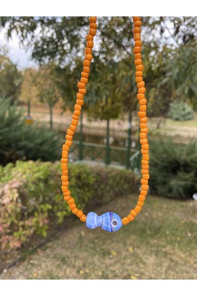 Stoneday Colorful Murano Glass Fish Orange Sand Beads Fimo Beads Design Necklace