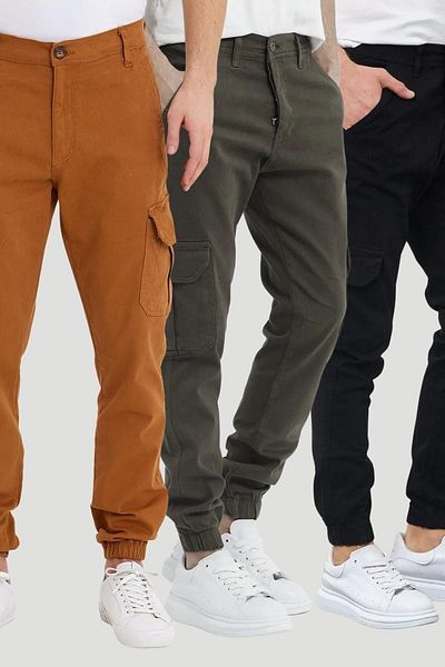 DAMGA JEANS Παντελόνι Cargo Pocket με ελαστικά πόδια Μαύρο-χακί-μαύρο Χρώμα Πολύχρωμο