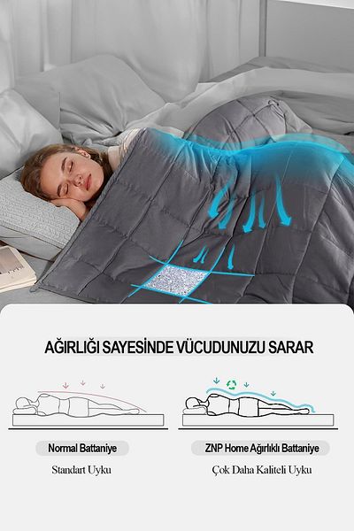Znp Home 155x215 Cm Blanket - 6 Kg 100% Cotton Single Therapy Quilt