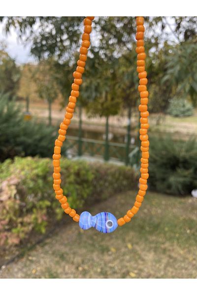 Stoneday Colorful Murano Glass Fish Orange Sand Beads Fimo Beads Design Necklace