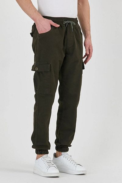 DAMGA JEANS Ανδρικό ελαστικό ελαστικό παντελόνι Cargo Pocket Khaki Jogger
