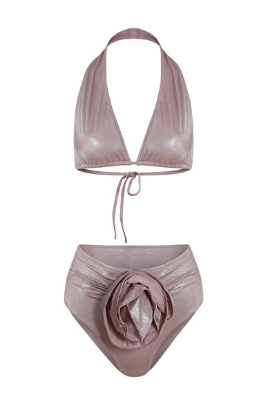 La Sarta Σετ μπικίνι Capri Lilac Rose με λεπτομέρεια και στάμπα με γκλίτερ