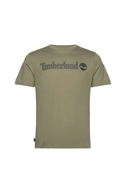 Timberland Linear Logo Erkek Haki Yuvarlak Yaka Tişört