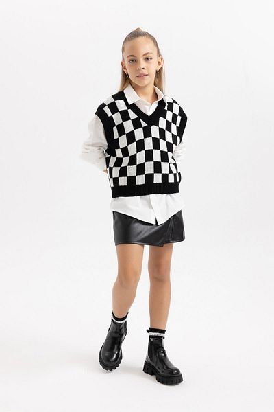 DeFacto Girl's Checkered Sweater - B3488a823wn
