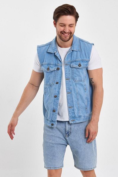 DAMGA JEANS Мъжка удобна дънкова жилетка Jeanvibe Mold Ice Blue