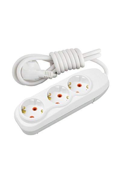 Nilson Quattro Topraklı Grup 3'lü Priz Kordonlu 1,5M - Beyaz