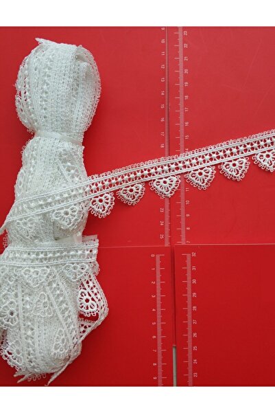 DUAYEN Güpür Dantel Fisto Çıtır Kalp Kenar Desen 4 Metre