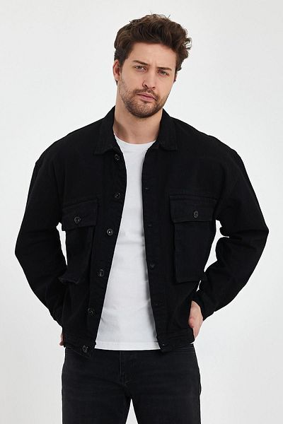 DAMGA JEANS Unisex Streetwear Jean Oversize Καθημερινό Άνετο Τζιν μπουφάν