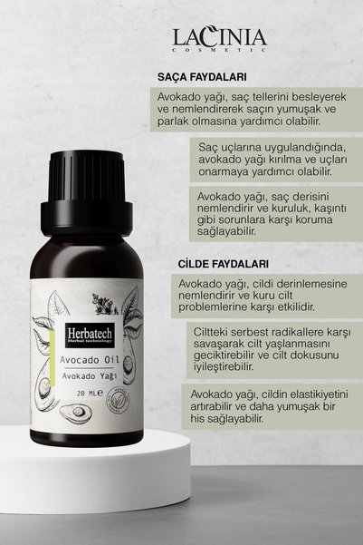 Herbatech Natural Avocado Oil - Intensive Moisturizing Hair and Eye Care Oil 20 ml