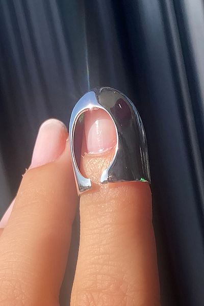 TAKIŞTIR خاتم أظافر فضي اللون قابل للتعديل