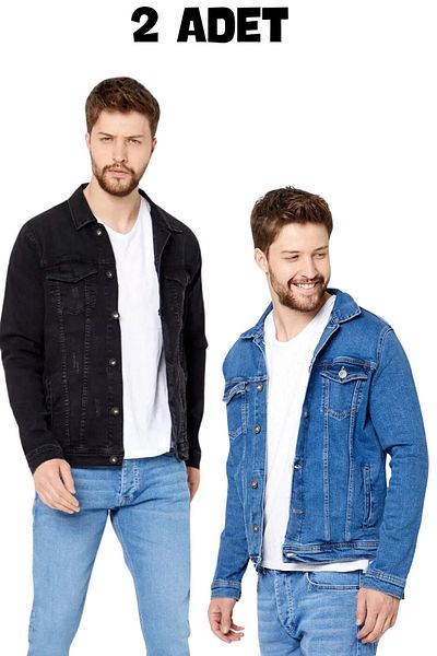 DAMGA JEANS Ανδρικό τζιν μπουφάν 2 Πακέτο 100% Βαμβάκι Daily Street Fashion Άνετο