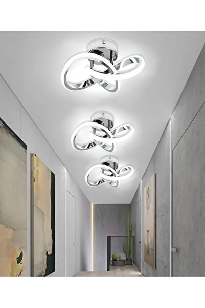 Buiva Modern Avize Tavana Sıfır Plafonyer 6500K Buz Beyazı Led Avize Krom Gövde 1 adet