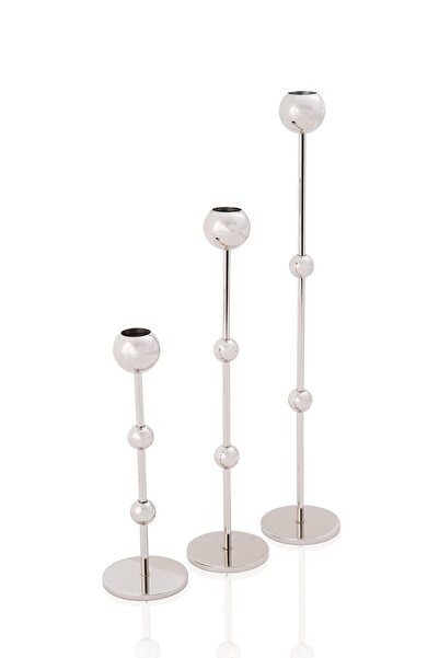 LUKREA Pirinç El Yapımı Uzun Toplu Şamdan Dubai Üçlü Set