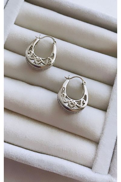 VNS Accessories Vintage Stone Detailed Xuping Earrings (2.5 cm)