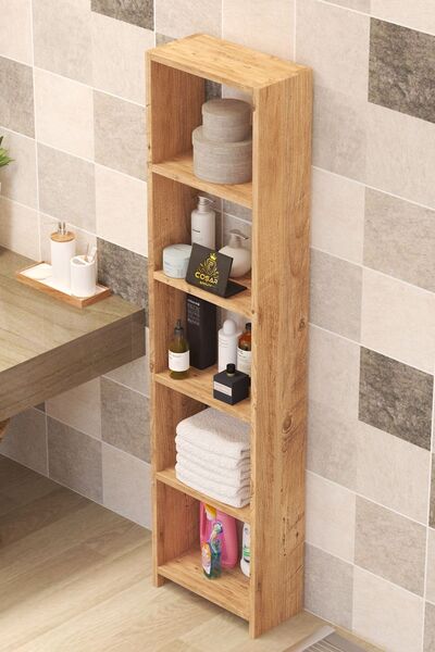 Cosargroup 6 Raflı 40 Cm Dekoratif Banyo Düzenleyici Banyo Dolabı Çok Amaçlı Dolap 160x40x20 Ölçülerinde