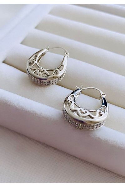 VNS Accessories Vintage Stone Detailed Xuping Earrings (2.5 cm)