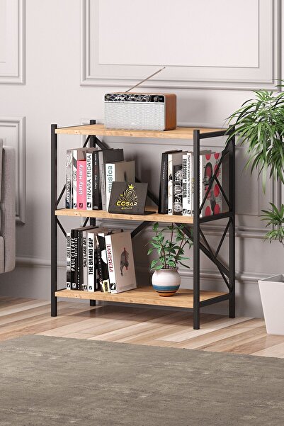 Cosargroup Metal Kitaplık 3 Raflı Dekoratif Kitaplık Dosya Kitap Rafı Ofis Ev Rafı Kitap Raf