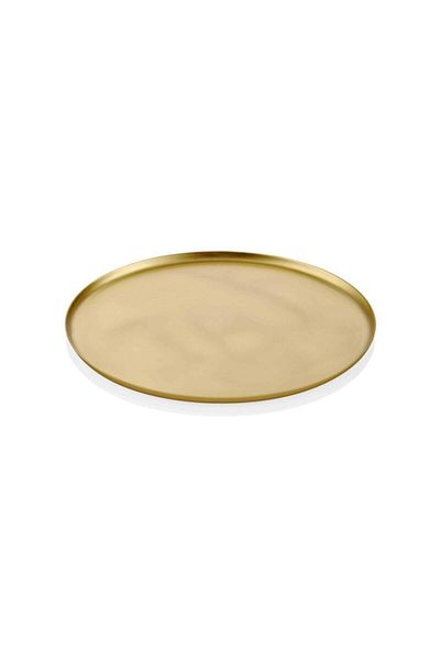 LUKREA Brass Handmade Serving Tray Plain Round Serving Tray 20 Cm London Medium Size