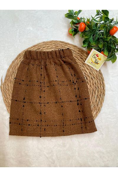 ESES BEBE Tan Checkered Girl's Princess Skirt