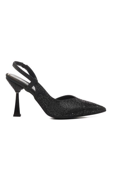 AYAKMOD 658209 Black Stone Detailed Women's Evening Dress Heeled Shoes
