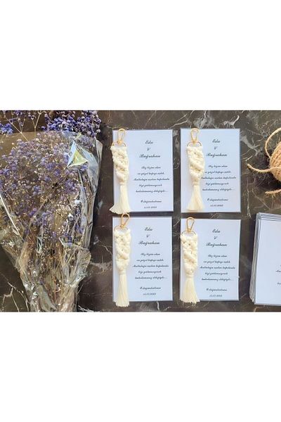 Larmina Decoration Macrame Keychain 25 Pieces Wedding Engagement Promise Souvenir Gift Card Model