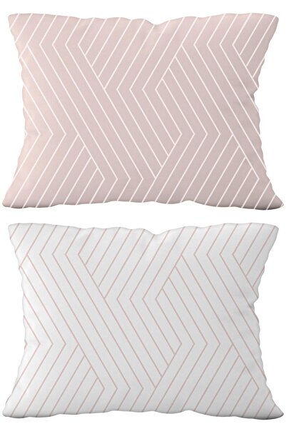 Leruum London Oslo Pink White Striped Standard 100% Cotton Pillow Case 2 Pieces (50X70)