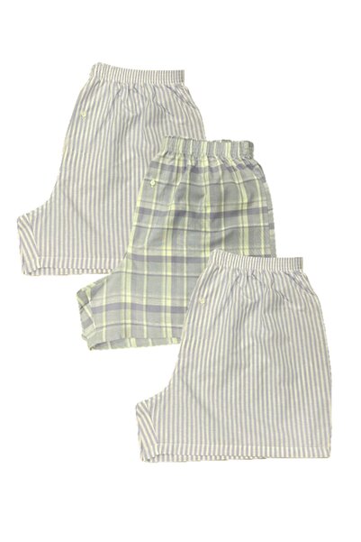 BICCA Premium Comfort Series Ανδρικά Μπόξερ Καρό Βαμβακερά Εσώρουχα Πακέτο 3 - Μπλε ριγέ