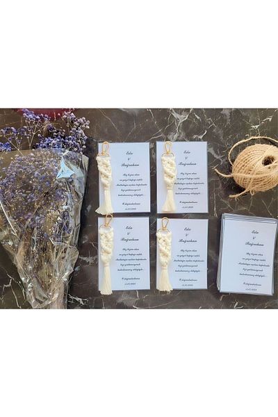 Larmina Decoration Macrame Keychain 25 Pieces Wedding Engagement Promise Souvenir Gift Card Model