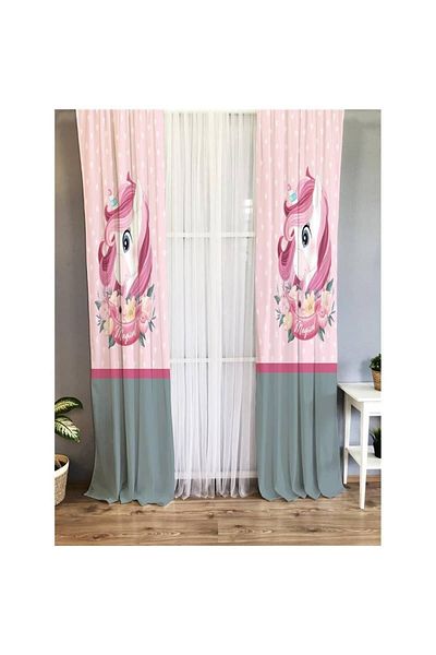 Evmila Ballerina Patterned Children's Room Background Curtain