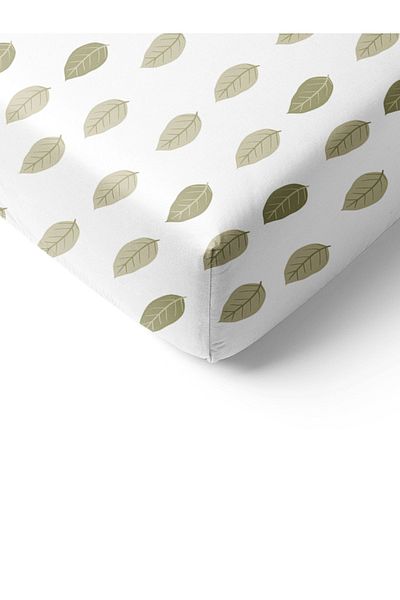 Evmila Leaf Patterned Printed Single Elastic Sheet Set