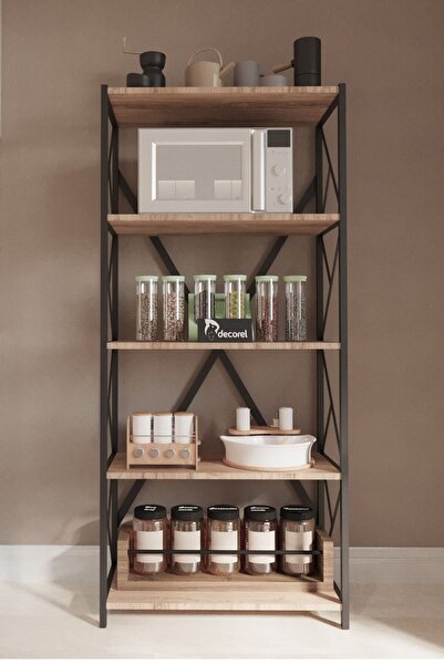 Morpanya Ovenni Metal Mutfak Rafı Malzeme Dolabı 5 Raflı Mikrodalga Rafı Çok ...