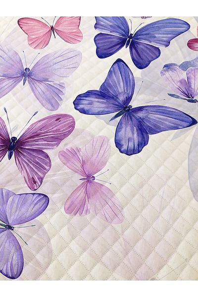 Evmila Butterfly Pattern Double Printed Pique (200x220 Cm) White