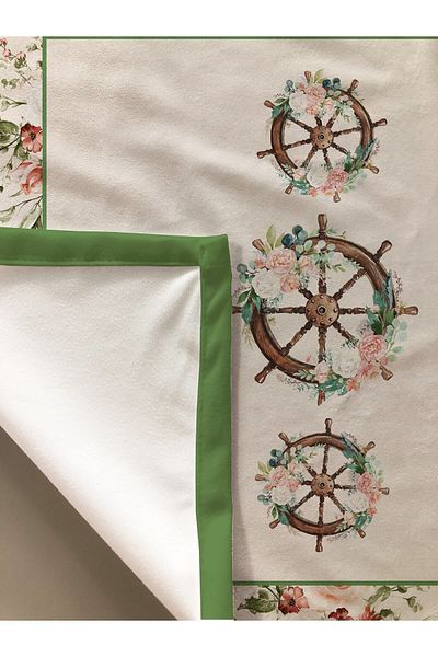 Evmila Față de masă Rudder ȘI Motiv Floral Alb