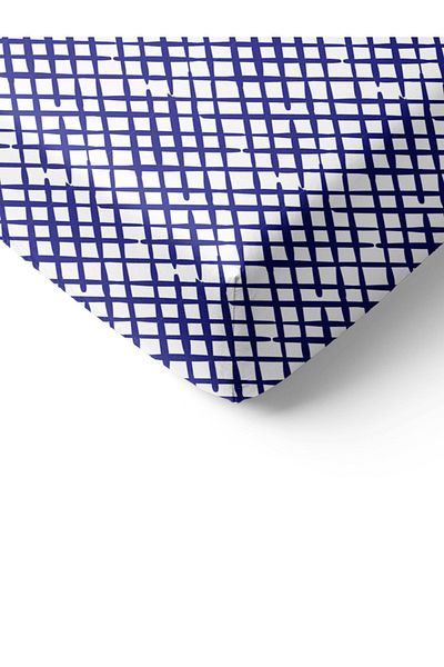 Evmila Set cearșaf dublu 160x200 cm imprimat cu model geometric - albastru