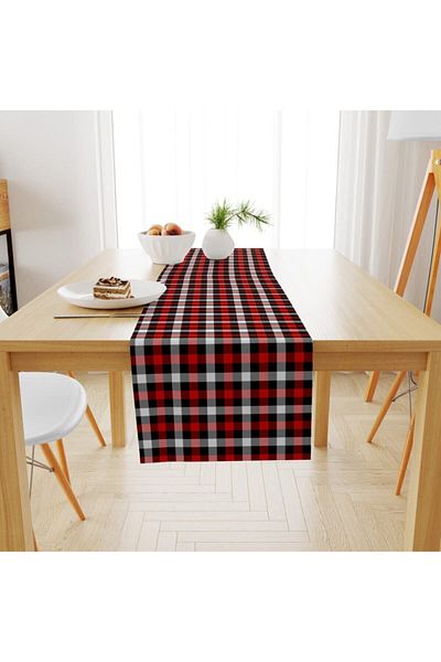 Evmila Runner cu model Gingham cu design special țesut din catifea