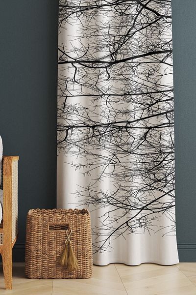 Evmila White Single Wing Velvet Texture Background Curtain - Living Room and Bedroom Patterned