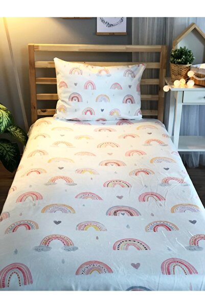 Evmila Dijital Baskılı Renkli Gökkuşağı Örtü Yastık Seti 1952