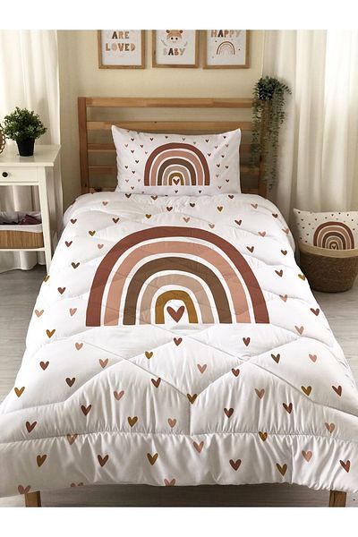 Evmila Rainbow Patterned Quilted Quilt, Single Sleeping Set