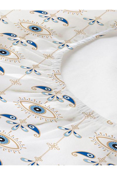 Evmila Eye Patterned Printed Single Elastic Sheet Set