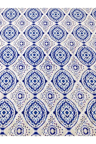 Evmila Model Etnic Dublu Imprimat Pique (200x220 Cm) Albastru