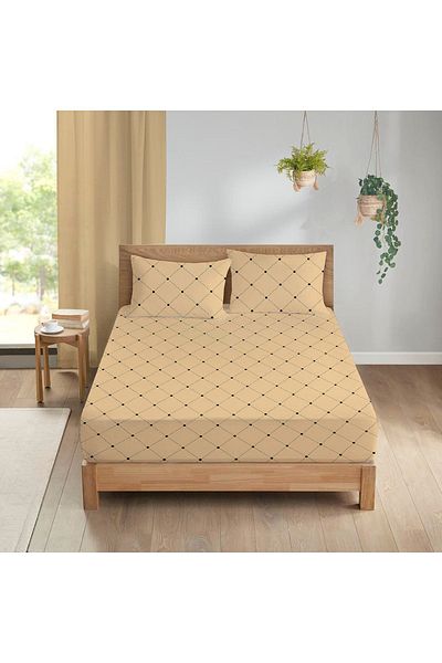 Evmila Geometric Pattern Printed Double Sheet Set 160x200 Cm - Yellow
