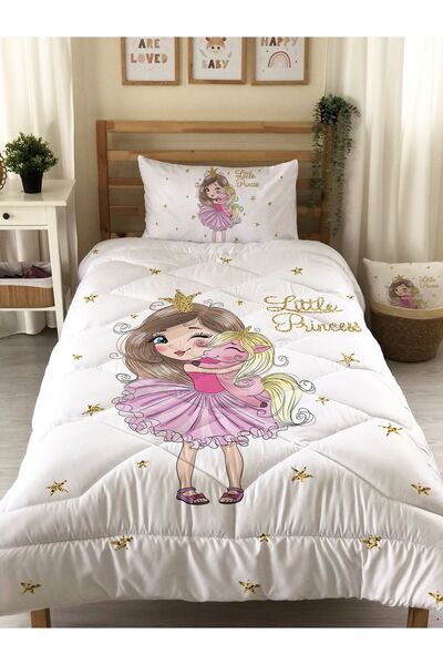 Evmila Cuvertură matlasată cu model Princess Girl, cuvertură de pat decorativă