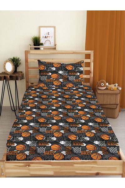 Evmila Basketball Patterned Printed Single Elastic Sheet Set