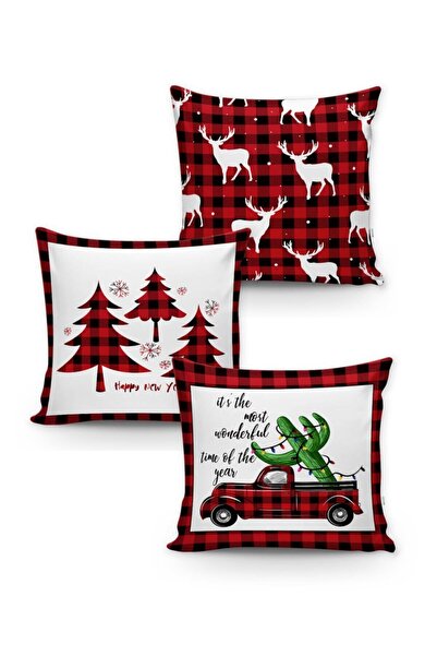 Lolla Evmila Christmas Patterned 3-Piece Throw Pillow Cover Set