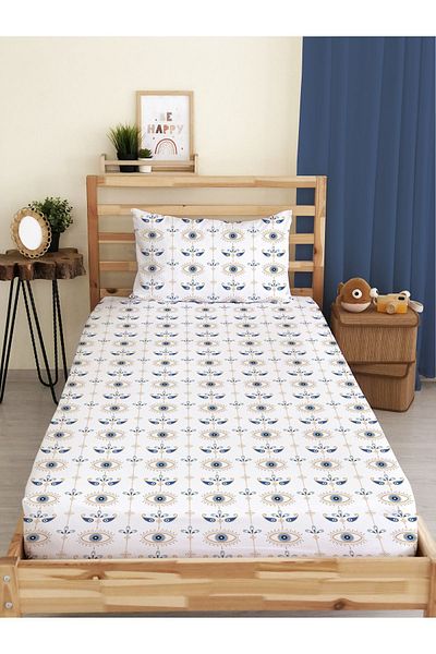 Evmila Eye Patterned Printed Single Elastic Sheet Set