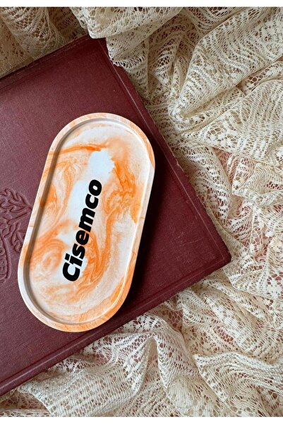 Çisem Πορτοκαλί μάρμαρο διακοσμητικό κερί από σκυρόδεμα και μπλε κοβαλτίου βά...