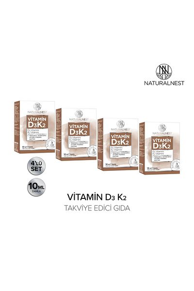 Naturalnest Vitamin D3 K2 Drops 10 ml Food Supplement 3 Boxes